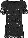 WearAll Women's Plus Size Lace Sequin Lined Ladies Party Crochet Top