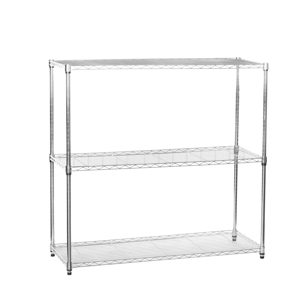 Chrome Shelving Unit with 3 Shelves H1200 x W1200 x D450 mm. 4ft High Robust Shelving Ideal