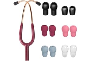 XIEXIECARE 12pcs Soft Stethoscope Ear Tip Piece Replacement for Littmann Stethoscope, 3 Assorted Sizes Littmann Stethoscope Earpiece Small Medium Large,6 Pairs Colored Stethoscope Accessories Ear Plug Buds Cover