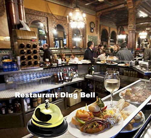WEKOIL Call Bell Golden Desk Service Bell Customer Ding Bell for Restaurant Hotel Room Kitchen Party School Classroom Office Elderly Teachers Kids Large Bright Bell 3.35 inch - Thumbnail 3