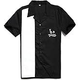 Anchor MSJ Men's 50s Male Clothing Cotton Men Shirts Short Sleeve Vintage Fifties Bowling Casual Button-Down Shirts