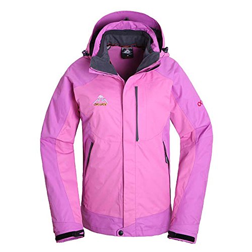 OKLUCK GEAR Women's 3in1 Windproof Breathable Waterproof Hiking Lady Jacket Coat (XX-Large, Pink)