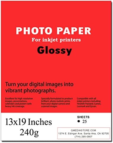 13x19 Glossy Inkjet Photo Paper 25-Sheets 240g