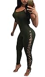 Ybenlow Lace Up Spaghetti Strap Bandage Jumpsuit