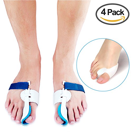 Bunion Corrector,Enjoyee 2pcs Adjustable Velcro Bunion Splint Protector Sleeves kit,Toe Straightener for Hallux Valgus ,Hammer Toe Pain Relief with 2 pcs Gel Toe Separators