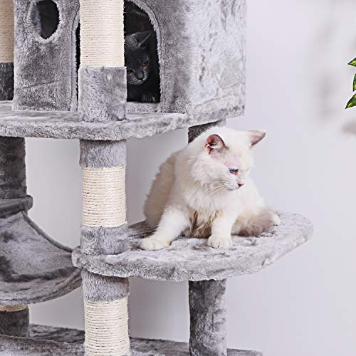 BEWISHOME Large Cat Tree Condo with Sisal Scratching Posts Perches Houses Hammock, Cat Tower