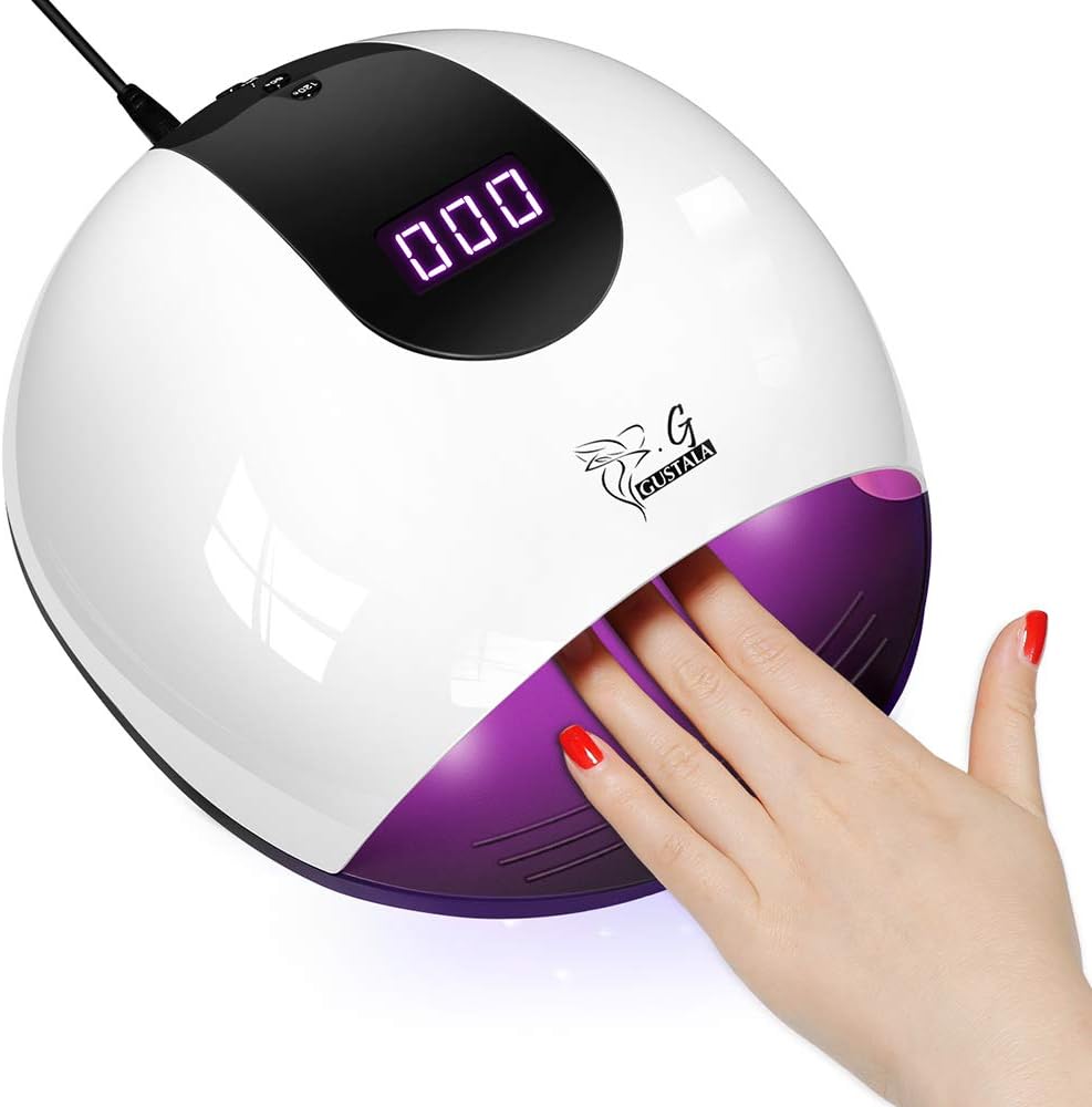 54W UV LED Nail Lamp Dryer for Gel Polish, GUSTALA Gel Nail Lamps with 36 Dual Light Source LEDs, 4 Timer Setting Nail Light Fingernail Polish Art Professional