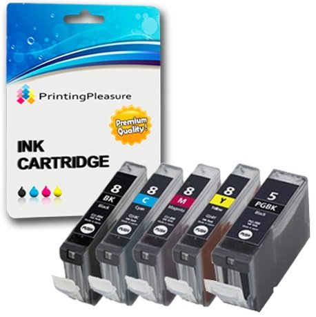SET of 5 Compatible Printer Ink Cartridges for Pixma iP4200 iP4300 iP4500 iP5200 iP5300 MP500 MP530 MP600 MP600R MP610 MP800 MP800R MP810 MP830 MP960 MP970 | PGI-5BK CLI-8BK CLI-8C CLI-8M CLI-8Y