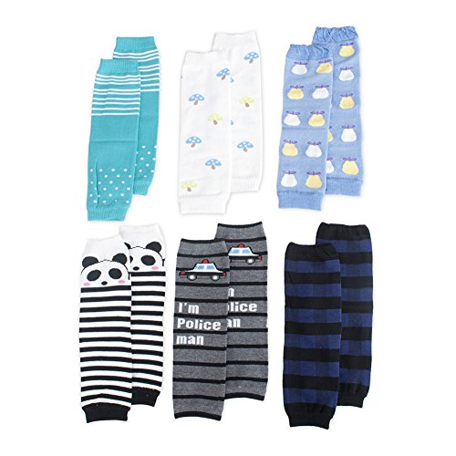 TopTie Baby Leg Warmer, Set for Toddler Boys, 6 Pairs Assorted Designs