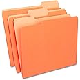 Staples 433680 Top-Tab File Folders 3-Tab Letter Size Orange 100/Box (433680)