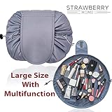 Portable Cosmetic Lazy Bag Travel Drawstring Makeup Storage Organizer Pouch Magic Toiletry Bags & Waterproof Quick Pack Waterproof & Zipper (Dark Grey) by Strawberry Home