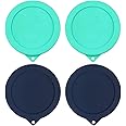 Sophico 4 Cup Round Silicone Storage Cover Lids Replacement for Anchor Hocking and Pyrex 7201-PC Glass Bowls (Container not Included) (Navy blue-Mint) 4 Pack
