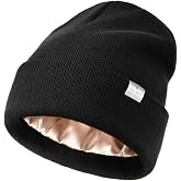 YANIBEST Satin Lined Beanie for Women, Reduce Frizz Winter Hats | Silk Feeling Lining, Soft Slouchy Warm Cuffed, Less Static, for Women Men
