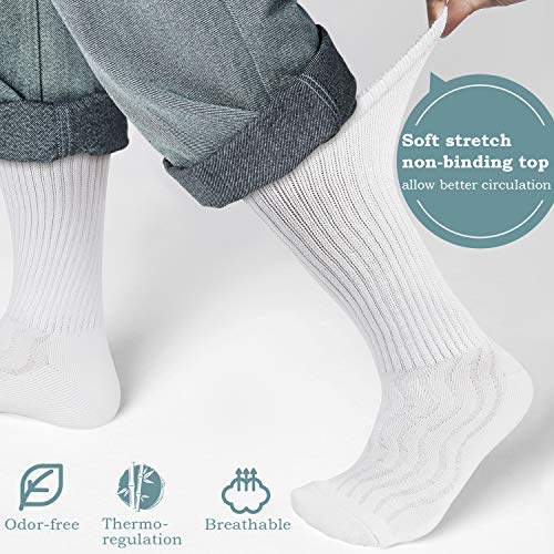 MD 6 Pairs NonBinding Men's Cushioned Moisture Wicking Bamboo Diabetic