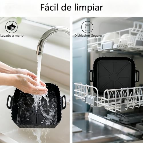 Rantuia 7PCS Silicona para Freidora de Aire, Reutilizable Moldes Accesorios para Freidora de Aire, 4 Moldes de Silicona para Freidora de Aire, Brocha de Silicona para Aceite, Guantes de Silicona