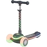 Kids Scooter, 3 Wheel Kick Scooter for Toddlers with Light Up Wheels, Lean-to-Steer Design, Adjustable Height Handlebar, Anti-Slip Deck, Ages 2–8