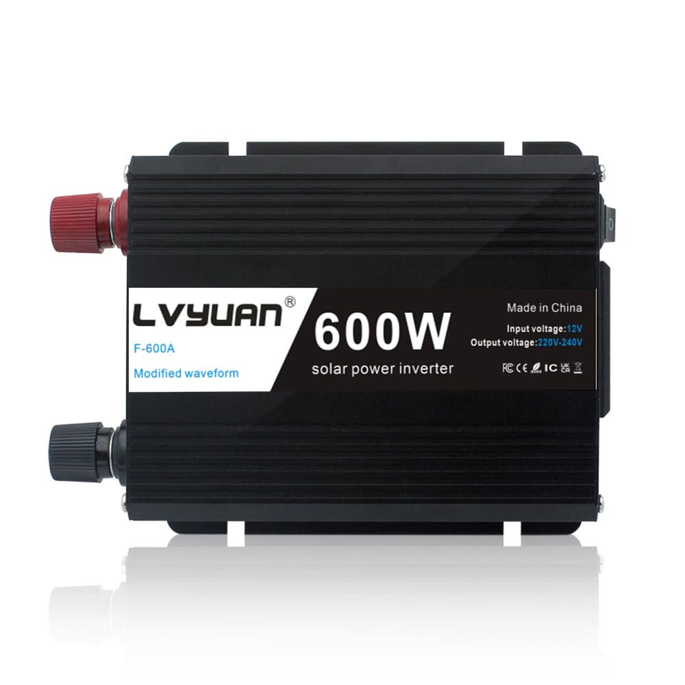 600W Power Inverter DC 12V to AC 230V 240V 3-in-1 Car Charger Cigarette Lighter Socket + AC Plug + Dual USB Charging Ports Voltage Converter