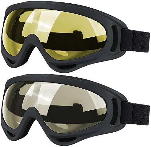 Ski Goggles, 2 Pack Snowboard Goggles Skate Glasses, Motorcycle Cycling Goggles for Kids, Boys & Girls, Youth, Men & Women, with UV 400 Protection, Wind Resistance, Anti-Glare Lenses