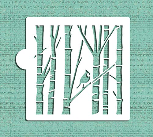 Birch Trees and Cardinal Cookie and Craft Stencil CM150 by Designer Stencils