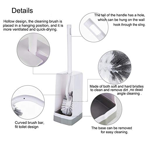 Marbrasse Slim Compact Bathroom Toilet Bowl Brush with Holder for