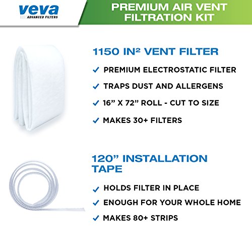 VEVA Premium Air Vent Filters for Home & AC 72"" x 16"" Electrostatic