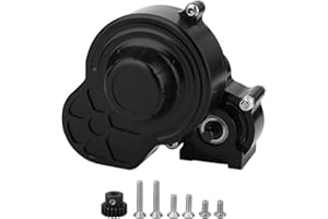 Pothyes All Metal Complete Gearbox Transmission with Motor Gears for 313mm Wheelbase 1/10 RC Crawler Truck Axial SCX10 & SCX10 II DIY Upgrade Parts (Black)-651651