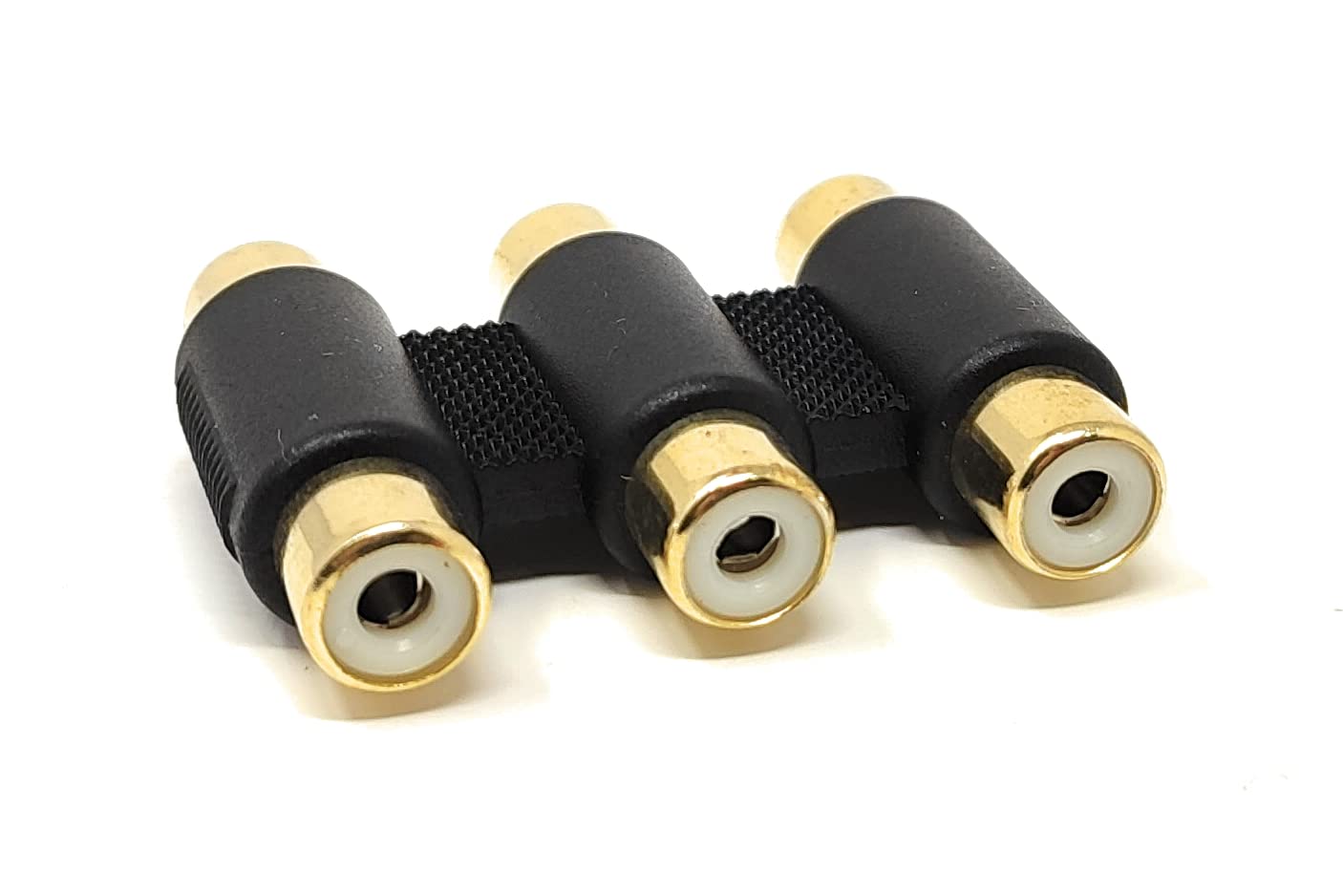 Maincore Triple 3 x RCA to 3 x RCA Phono Female to Female Coupler Cable Joiner, Extension, Gender Changer, RGB, Audio Video Adapter GOLD.