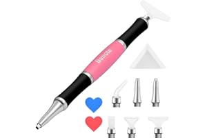 benote Ergonomic Diamond Art Painting Pen, Upgrade Diamond Art Pen with Dual Rubber Metal Screw In Tip Round And Square Drill Pen for Art DIY Craft 5D Diamond Paint - B10 Pink