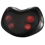 ElleSye Shiatsu Massage Pillow, Heat Therapy, 4 Nodes, Deep-Kneading Massager, for Neck, Shoulders, Back, Thighs, Legs, Home, Office, Car