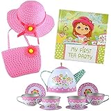 Tea Party Gift Set- Includes Book, Tea Set, Hat, and Purse. Perfect Pretend Play for Toddlers and Little Girls Age 2 3 4 5 6 7 Years- My First Tea Party!