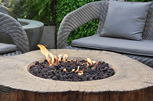 Elementi Manchester 42 x 39 x 17 inches Cast Concrete Natural Gas Fire Table - Redwood Shape Fire Pits & Outdoor Fireplaces - Stainless Steel Burner - Canvas Cover and Lava Rock Included
