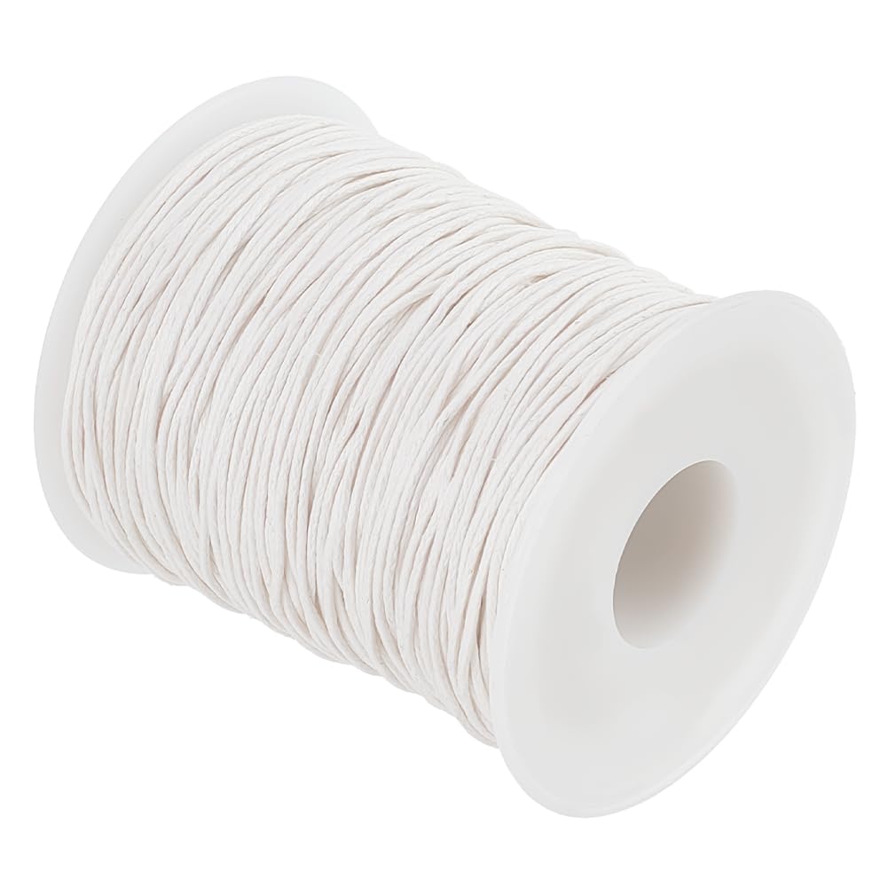 PH PandaHall 100 Yards Waxed Cord Wax Thread 1mm Wax Cotton Cord Waxed String Beading Cord for DIY Crafts Bracelet Making Macrame Beading Knotting Sewing Crafting Jewellery Making, White