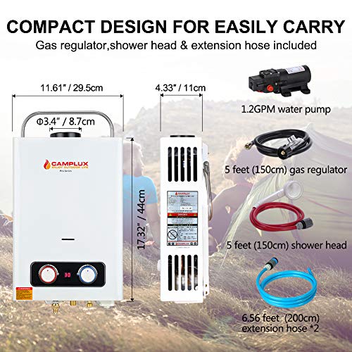 Camplux Pro 6L 1.58 GPM Outdoor Portable Propane Tankless Water Heater