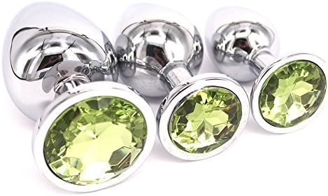 LongXX 3Pcs Fantasy Luxury Jeweled Design Stainless Steel Plug Anales (Light Green)