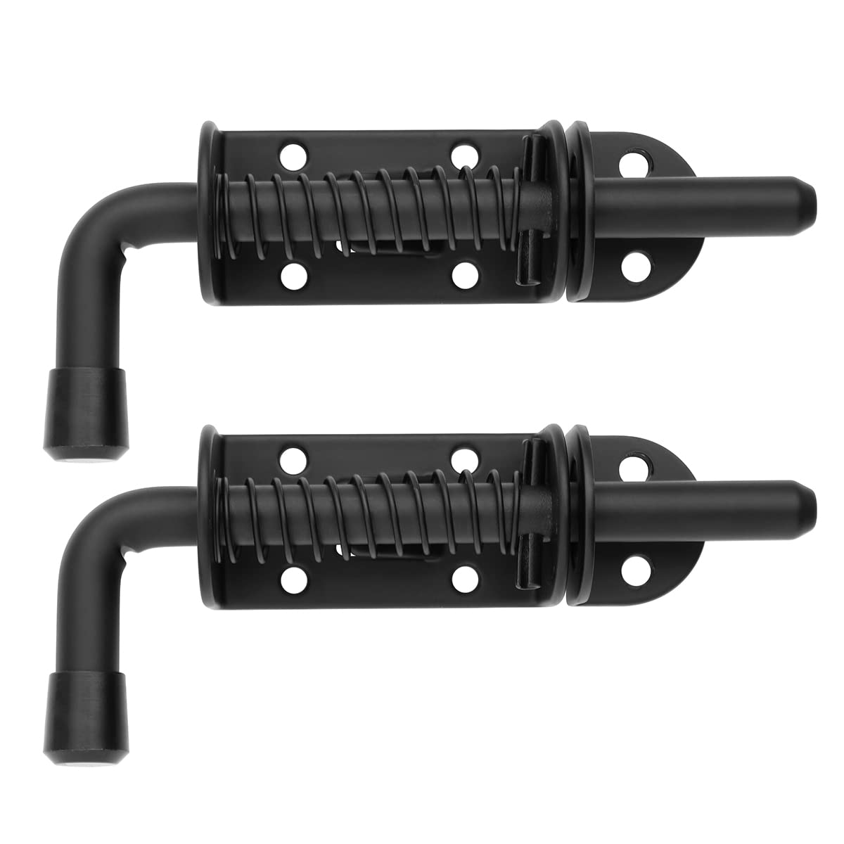 Photo 1 of JQK Spring Loaded Latch Pin, 304 Stainless Steel Barrel Bolt Thickened 2mm Door Lock, 5 Inch Black (2 Pack), HSB300-BK-P2