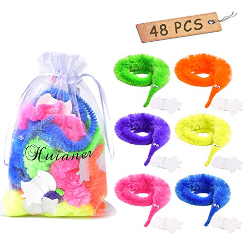 huianer 48 pcs Magic Worm Toys Wiggly Twisty Fuzzy Carnival Party Favors(Random Color) - Thumbnail 7