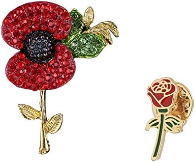Lemoo Cute Enamel Lapel Pin Sets Carton Animal Brooch Pin (Poppy and Rose Set of 2)