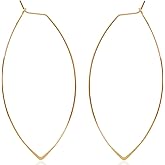 Marquise Threader Big Hoop Earrings for Women - Hypoallergenic and Safe for Sensitive Ears - Plated in 18k Gold or 925 Sterling Silver