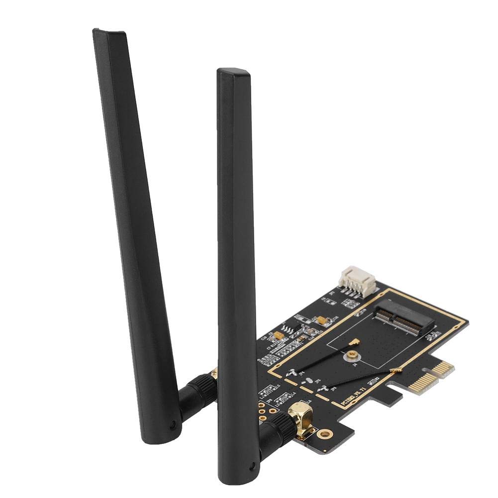 PCI-E M.2/NGFF Card, Bewinner M.2 NGFF to PCI-E 1X Desktop WIFI WLAN Adapter Network Card Converter for 8260 7265 1535 7260 with Dual-band 2.4/5G Antenna Support NIC