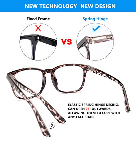 GAOYE Blue Light Blocking Glasses for Women Men,Spring Hinge Lightweight Computer Eyeglasses Anti UV Filter Lens - GYC8082 (Leopard-Tortoise/Transparent Lens)