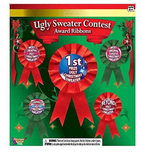 Forum Novelties Ugly Christmas Sweater Award Ribbons, Multicolor