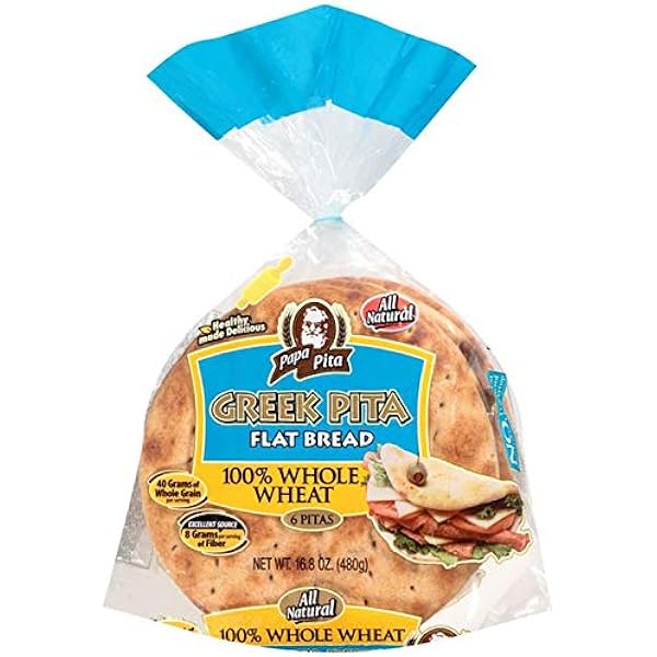 Papa Pita Greek Flat Bread White, 12 Friendly Vegan bag ct GMO one NON