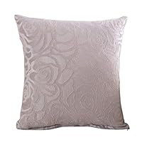 Ameesi Pure Color Retro Floral Throw Pillow Case Square Car Home Cushion Cover Shell - Silver Gray