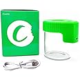 Oweto Led Transparent Glass Seal Storage Jar, Light-Up Magnifying Glass Ornamental Bottle (Green)