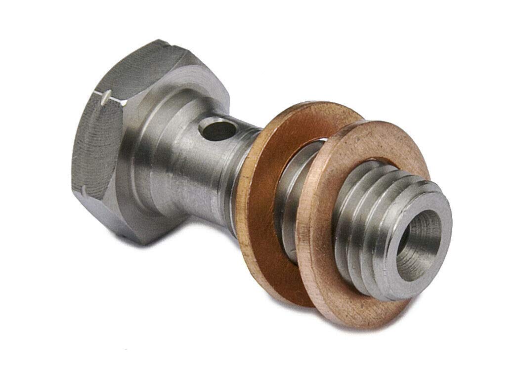 PrecisionGeek - Banjo Bolt 3/8 X 24 UNF L=20mm Stainless Steel AISI 303-1 bolt and 2 copper washers