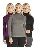 3 Pack: Free to Live Long Sleeve Light Weight Mock Neck Tops