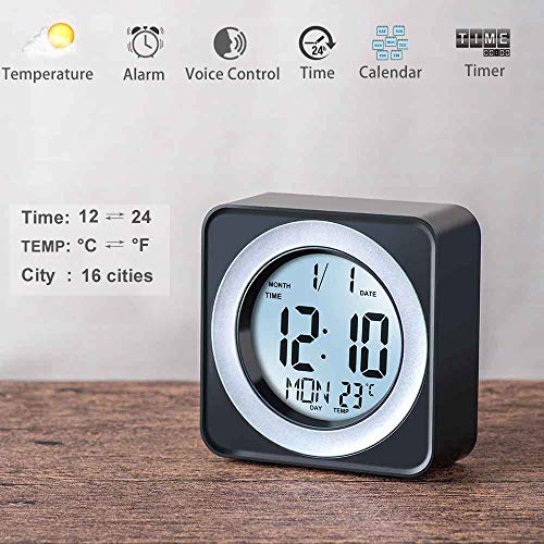 Alarm Clock,Digital LCD Display Portable Modern Alarm Clock with Snooze Time Temperature for Bedroom,Office,Living Room,Travel