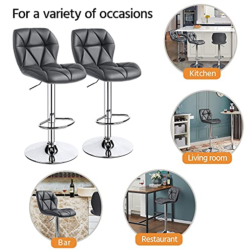 Yaheetech Bar Stools Set of 4 Adjustable PU Leather 360°Swivel Count
