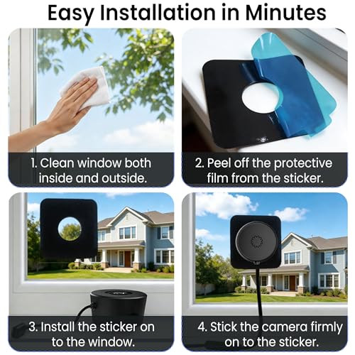 2K 3MP Window Camera, 5GHz & 2.4GHz WiFi Dome Cameras for Home Security for Indoor & Outdoor Monitoring, with Motion/Human Detection, Easy Install, 24/7 Recording, Full Color Starlight Night Vision
