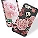 RabeMall Case iPhone 6S Plus,Case iPhone 6 Plus Pretty Flowers Girls/Women Anti-Fingerprint Scratch-Resistant Three Layer High Impact Resistant Hybrid Protective Cover,Floral Black